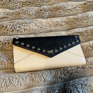 Michael Kors Black and Cream Studded Clutch
